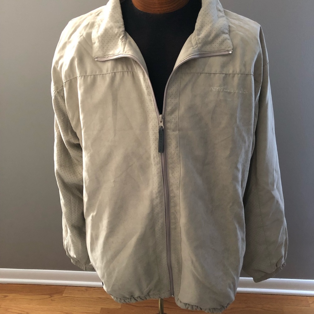 Euc Perry Ellis America tan lightweight jacket